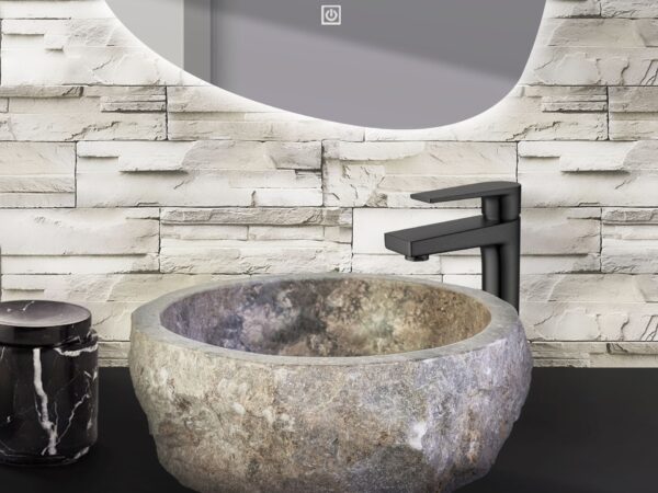 VASQUE A POSER EN MARBRE NATURELLE ERODE - GRIS 30-35X15CM