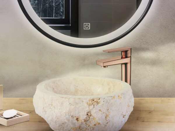 VASQUE A POSER EN MARBRE NATURELLE ERODE - CREME 30-35X15CM