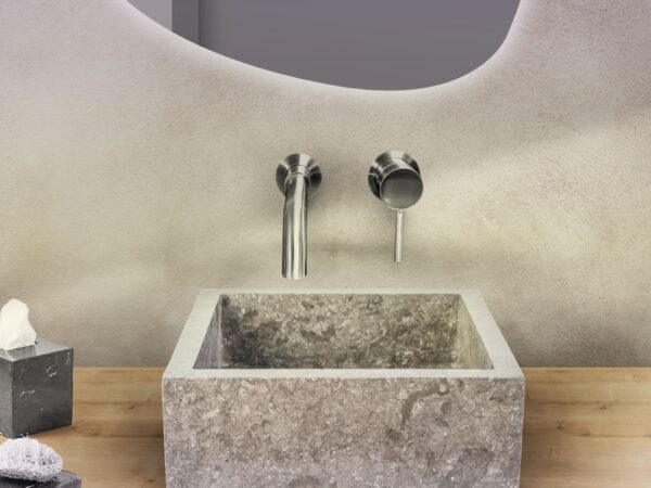 VASQUE A POSER CARRE ENTIEREMENT POLIE - GRIS 40X40X15CM